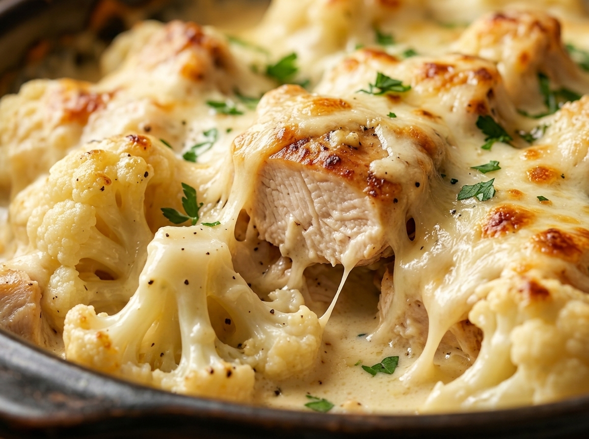 High Protein Chicken Alfredo Bake