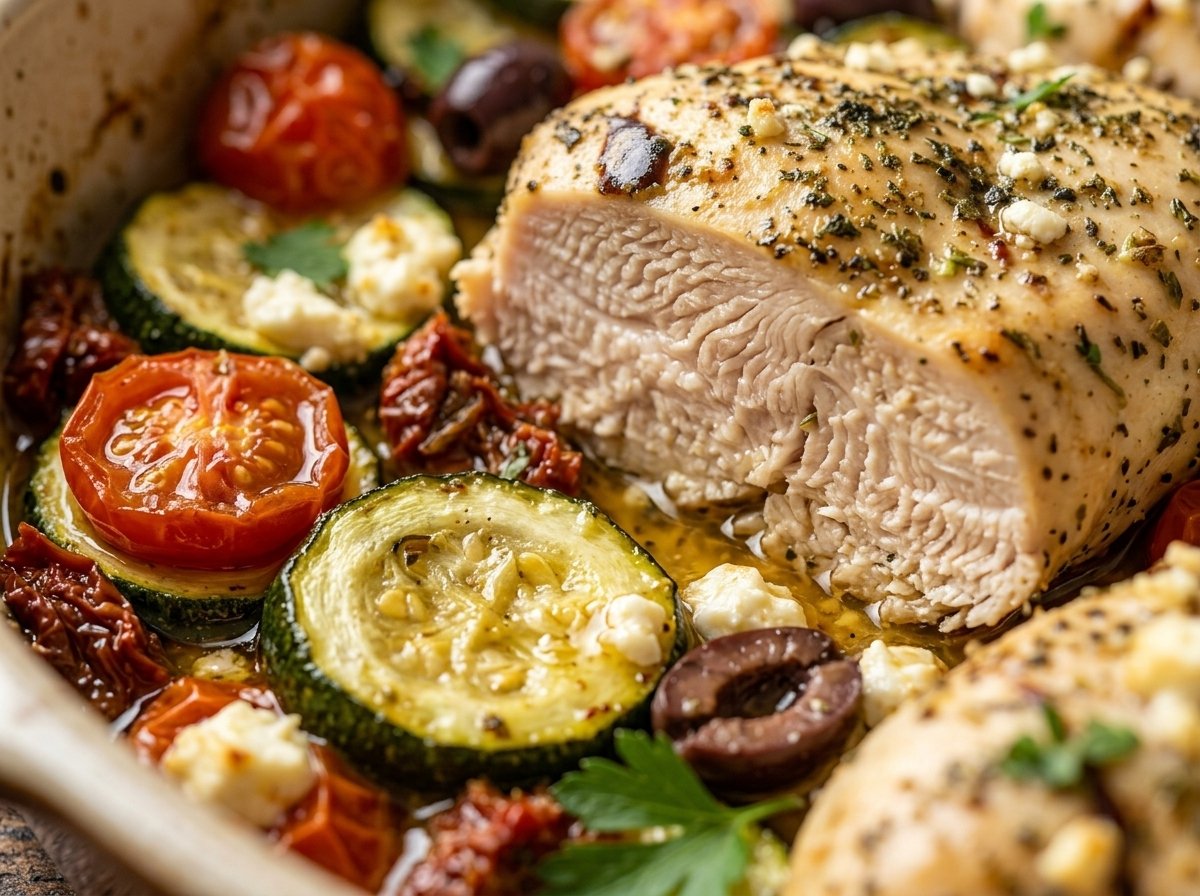 Mediterranean Chicken Zucchini Bake