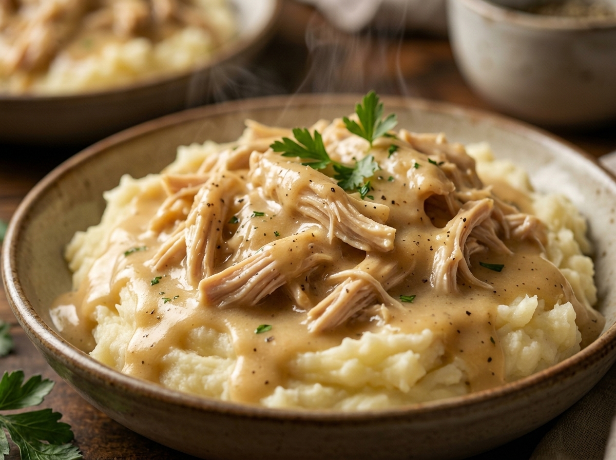 Easy Crockpot Chicken and Creamy Gravy Recipe