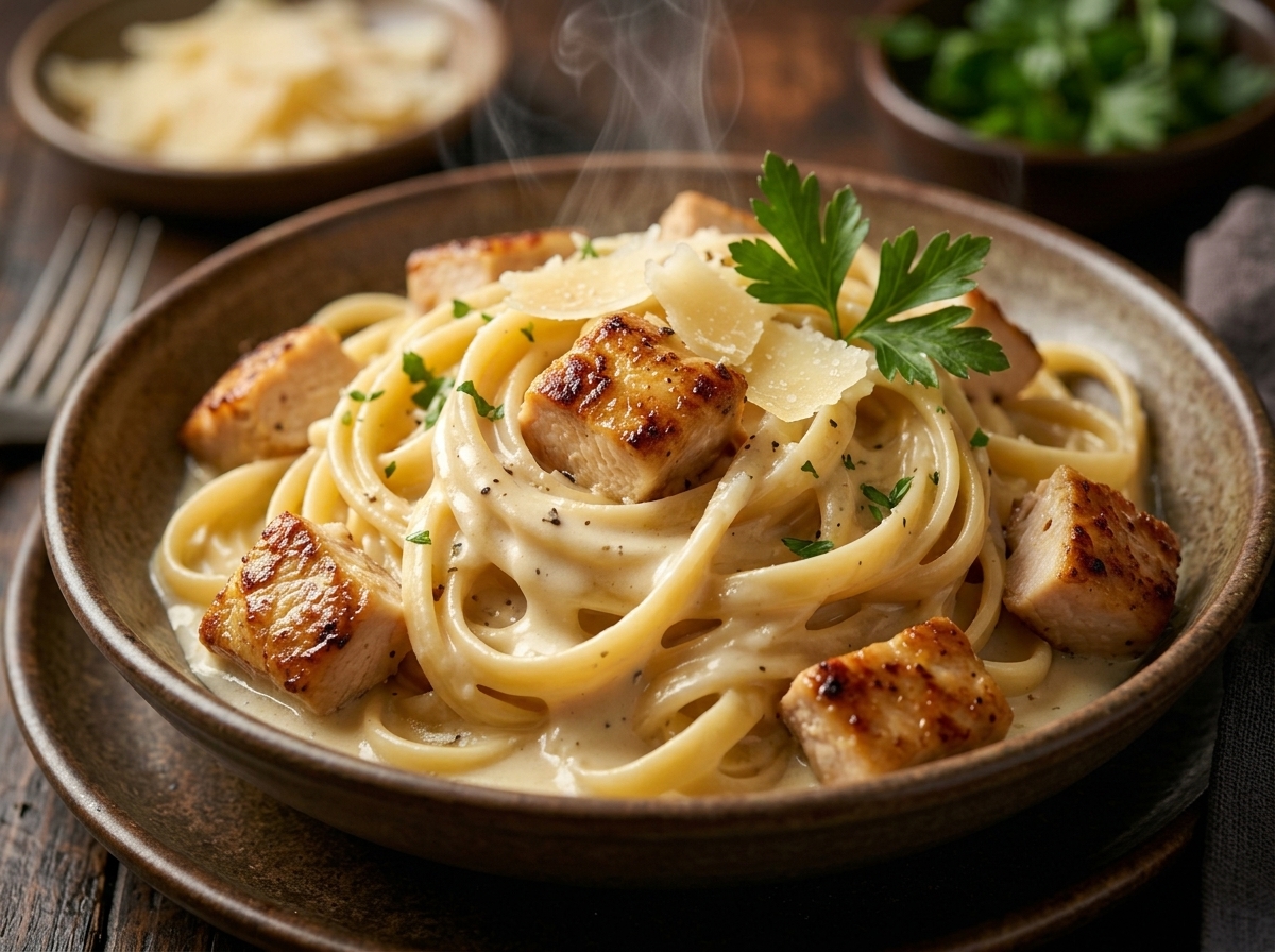 High Protein Chicken Alfredo with Cottage Cheese