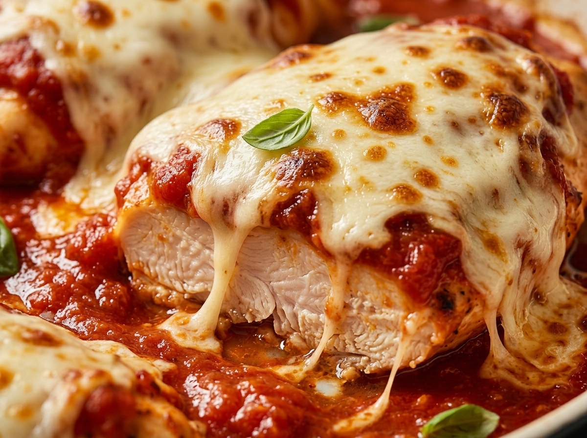 Cheesy Marinara Chicken Bake (Baked Chicken with Marinara and Mozzarella)