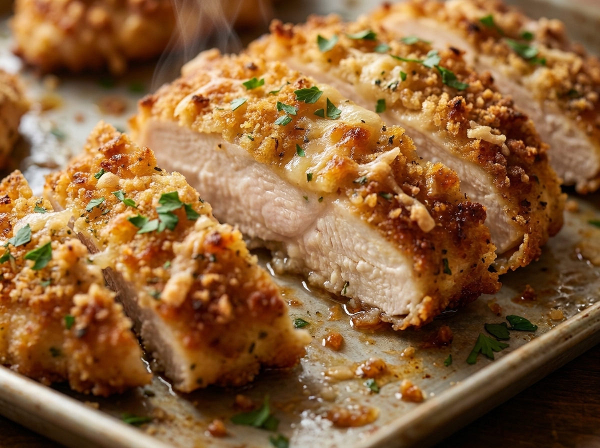 Garlic-Parmesan Crusted Baked Chicken