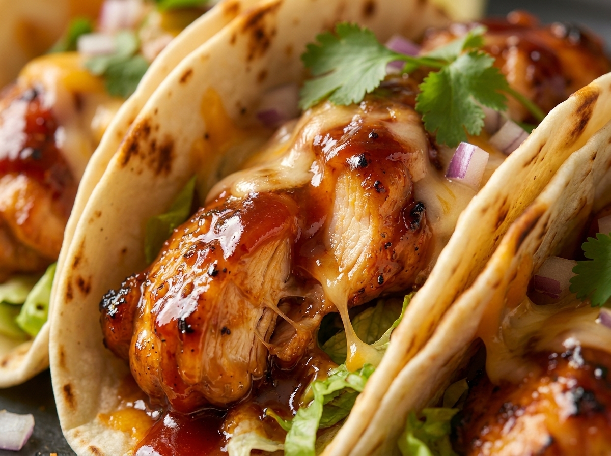 Garlic Butter Honey BBQ Chicken Tacos