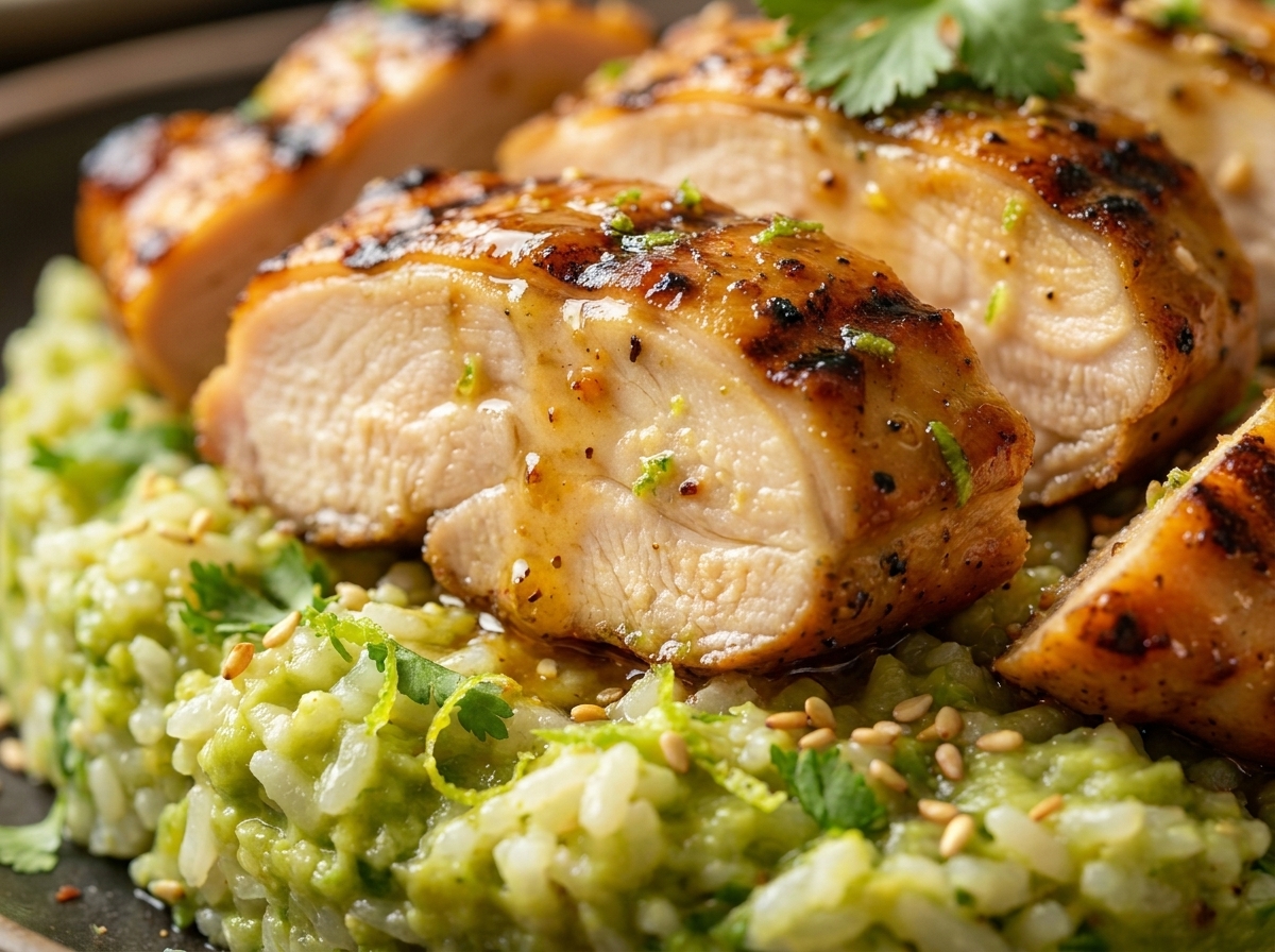 Honey Lime Chicken Avocado Rice Stack