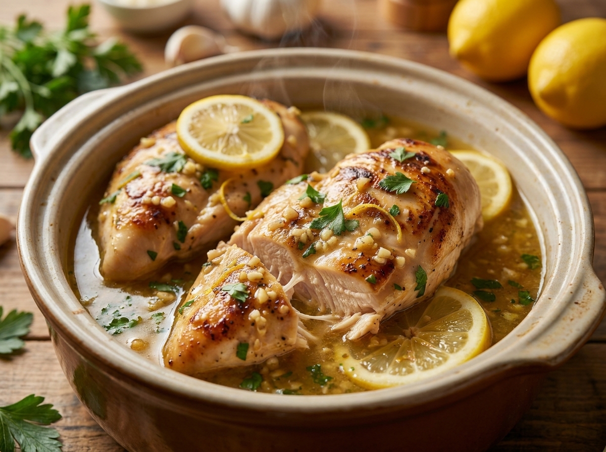 Juicy Lemon Garlic Chicken Crockpot Recipe