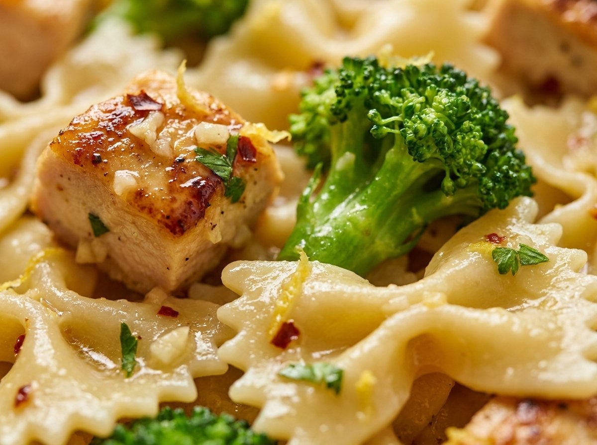 Cowboy Butter Lemon Bowtie Chicken with Broccoli