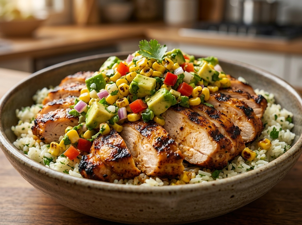 Taco Chicken with Avocado Corn Salsa
