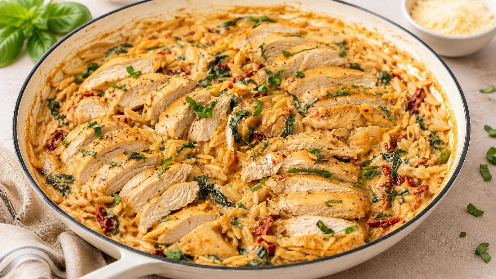 Creamy Tuscan Chicken Orzo