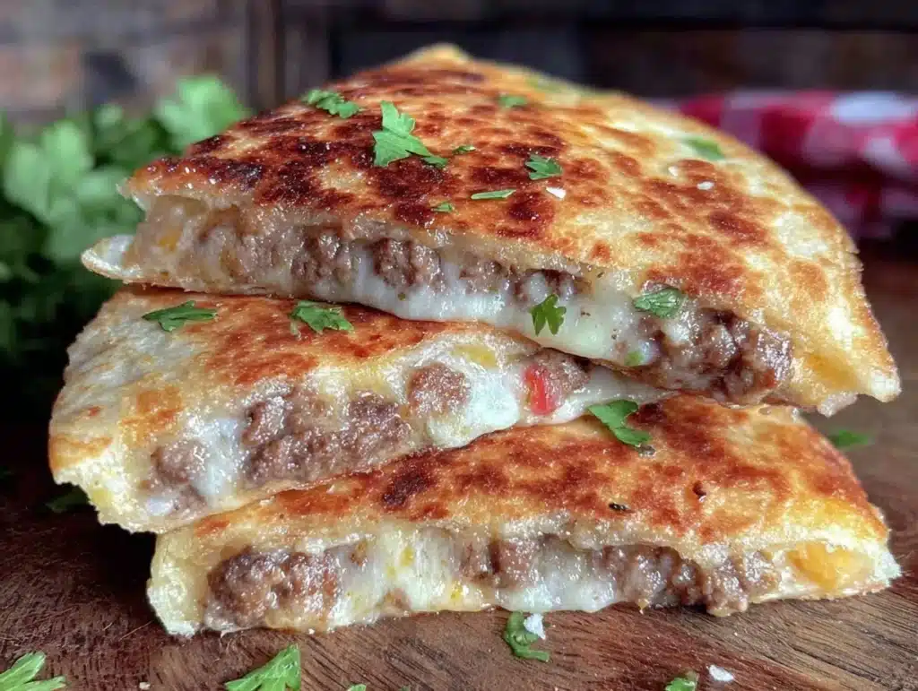 Smashburger Quesadillas with Crispy Cheesy Edges