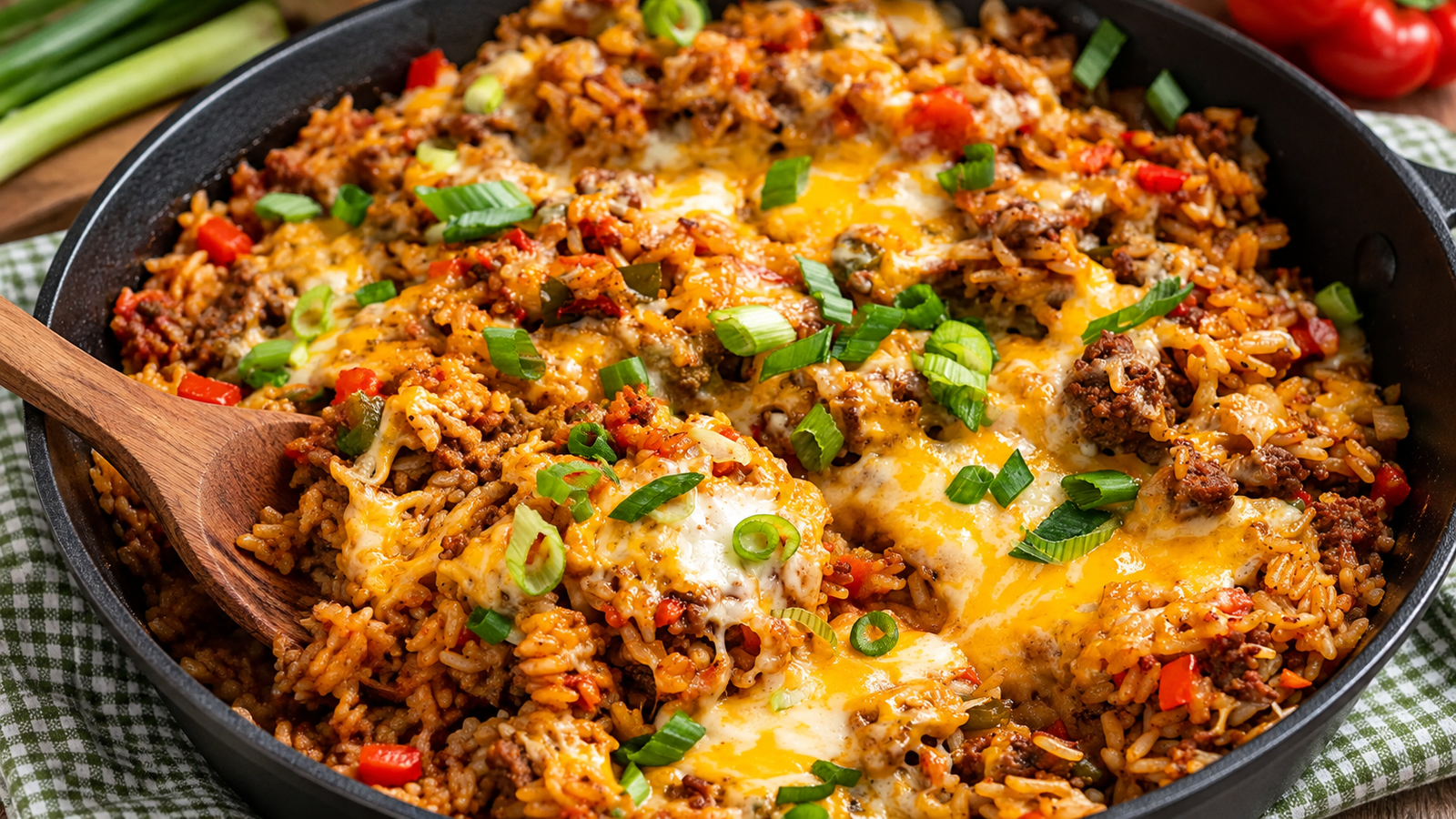 One Pot Cheesy Cajun Beef Rice with Spicy Mayo Drizzle