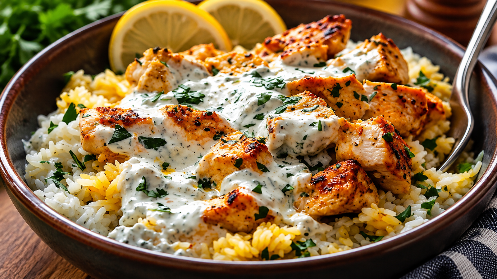 Dump-and-Bake Chicken Tzatziki and Rice for Busy Weeknights
